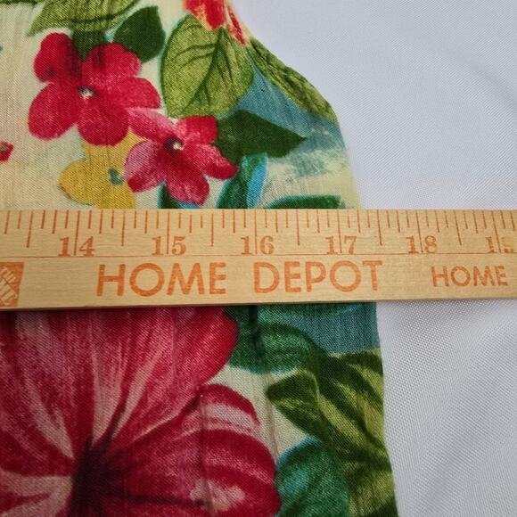 Vtg Bila Tropical Green Button Down Dress Midi Length Floral Colorful Beach S - Picture 7 of 13